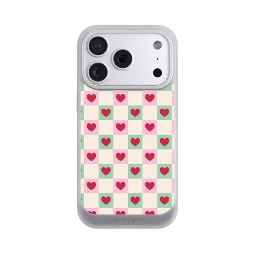 Apple iPhone 18 Pro NIVOcore Karomuster Herzen Rosa und Grün Valentinstag