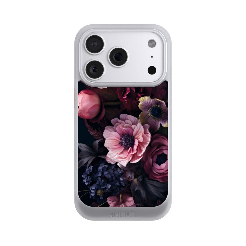 iPhone 18 Pro NIVOcore Rosa Blumenbild mit Pfingstrosen auf dunklem Hintergrund Mit KI