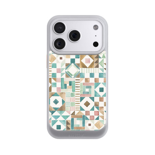 Apple iPhone 18 Pro NIVOcore Geometric Blocks Retro Vintage Patchwork Green