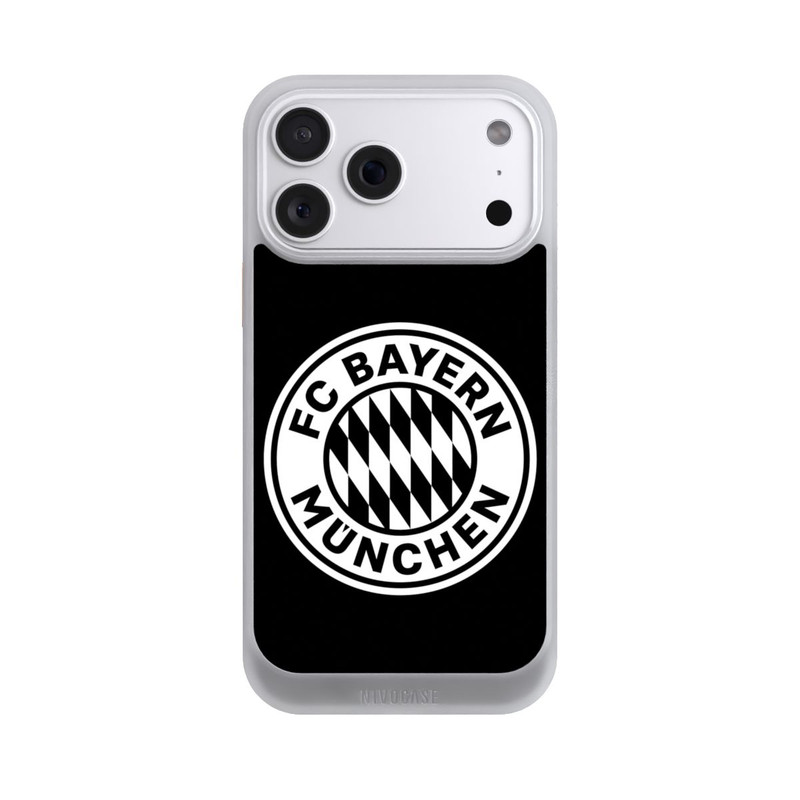 iPhone 18 Pro Max NIVOcore Klassisches FCB Logo Klein - Weiß auf Schwarz