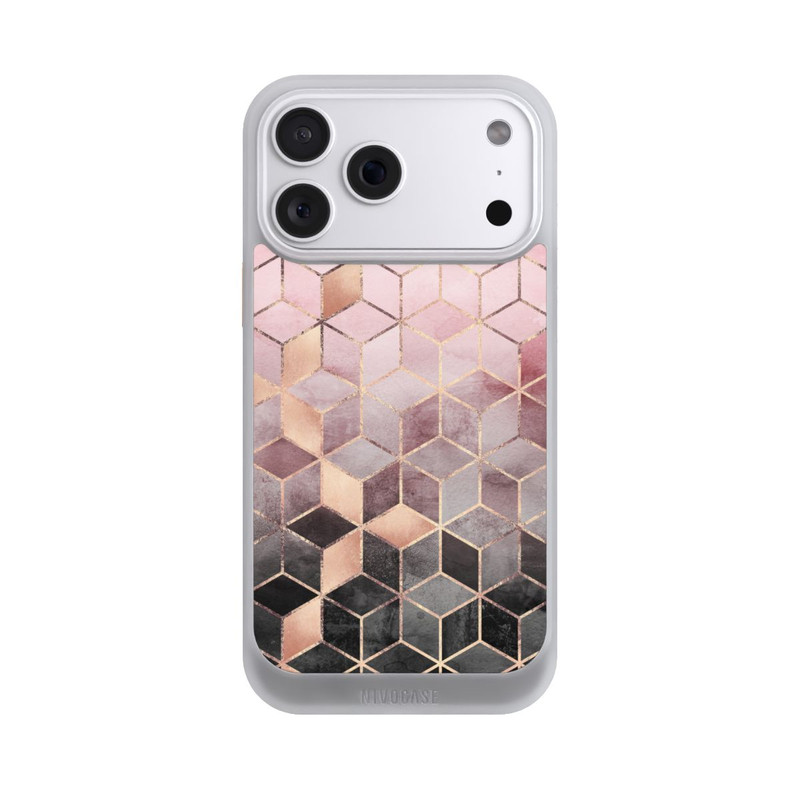 iPhone 18 Pro Max NIVOcore Imprimé Cubes Dégradés Gris Rose