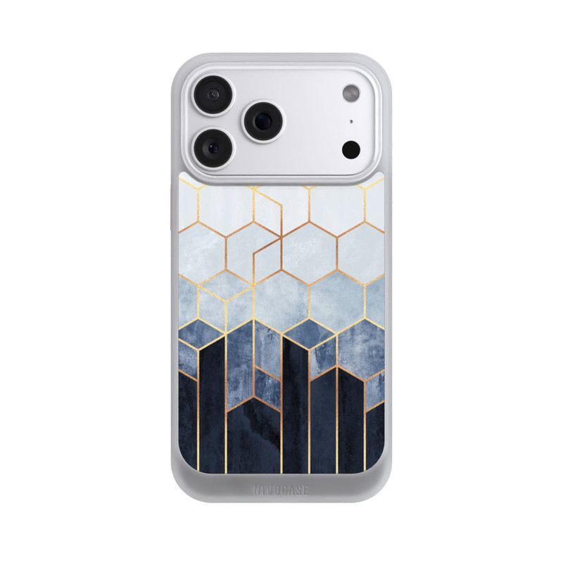 iPhone 18 Pro Max NIVOcore Blauer Farbverlauf Sechsecke Golddruck