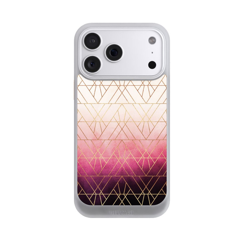 iPhone 18 Pro Max NIVOcore Triangles ombrés roses imprimé doré