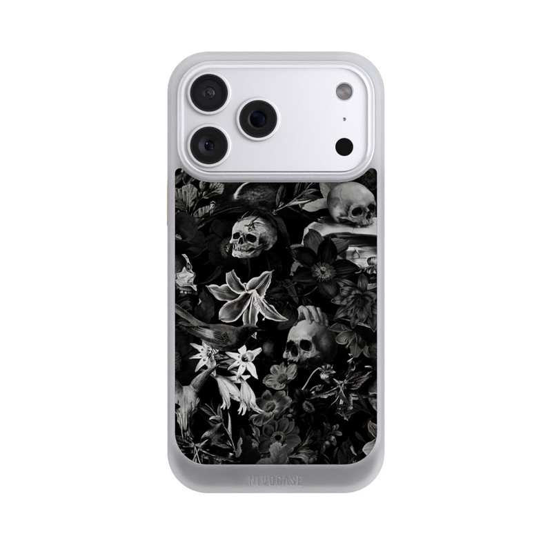 iPhone 18 Pro Max NIVOcore Skulls and Flowers on Black Background