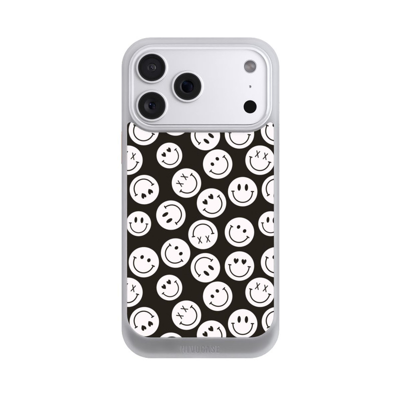 iPhone 18 Pro Max NIVOcore Smiles Emotes Pattern Black And White