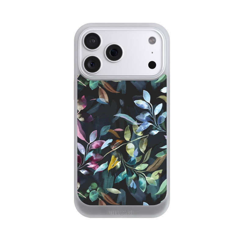iPhone 18 Pro Max NIVOcore Mystische Aquarellblätter schwarz