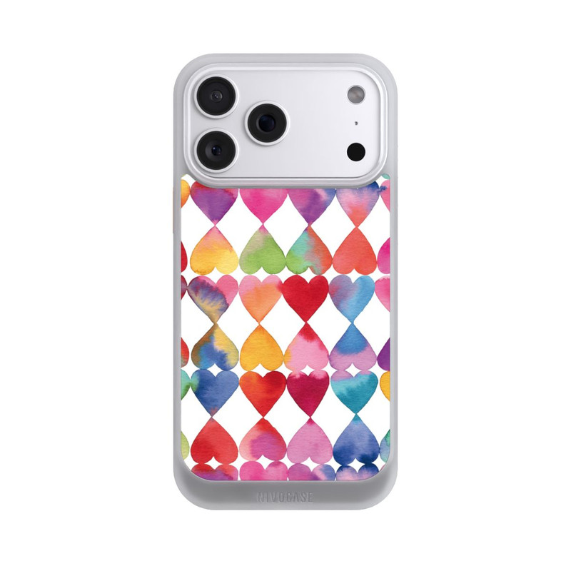iPhone 18 Pro Max NIVOcore Colorful Watercolor Hearts Pattern