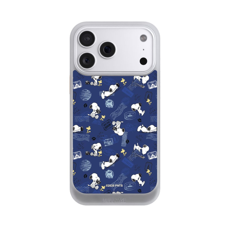 iPhone 18 Pro Max NIVOcore Peanuts Travel Stamps Pattern Blue