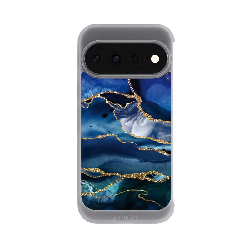 Pixel 11 NIVOcore  Blauer Marmor Gold Glitzer Look