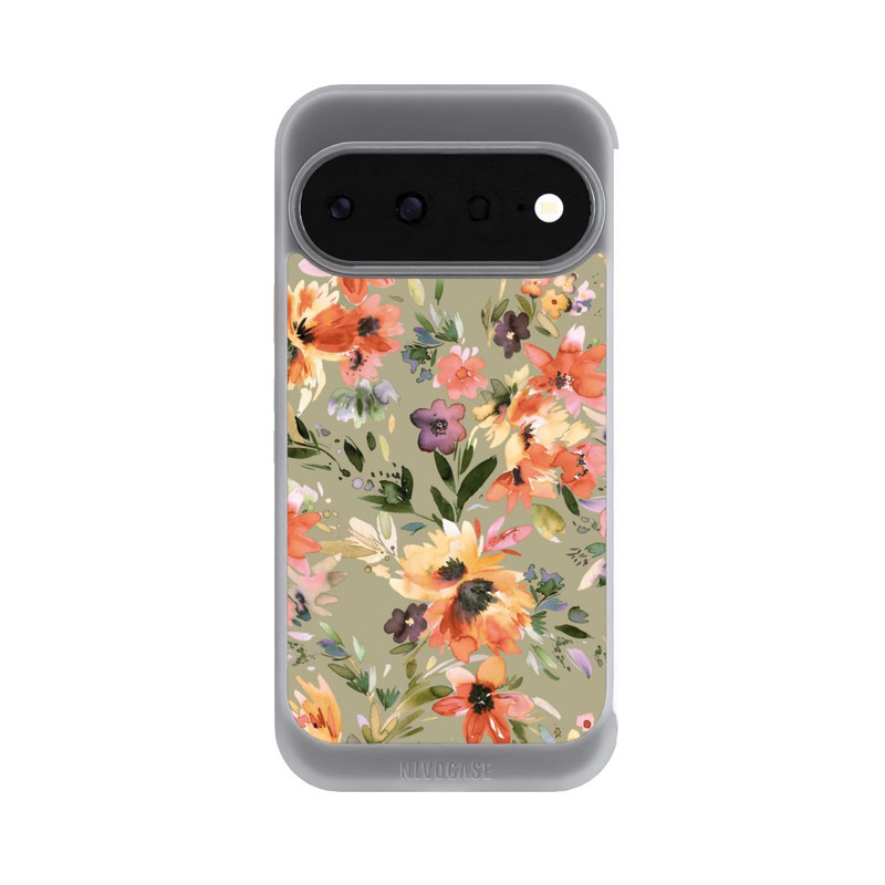 Pixel 11 NIVOcore Malerische tropische Blumen Salbeigrün