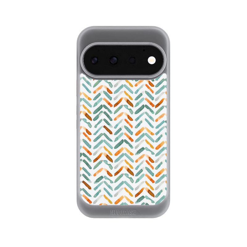 Pixel 11 Pro NIVOcore Elegantes Herbstchevron Blau Orange