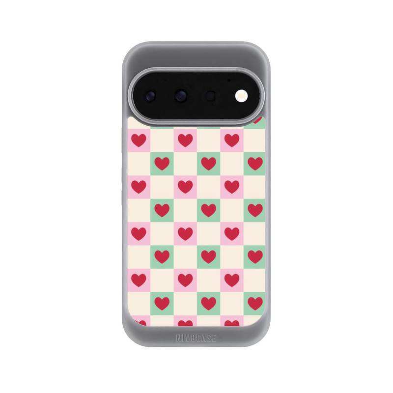 Pixel 11 Pro NIVOcore Karomuster Herzen Rosa und Grün Valentinstag