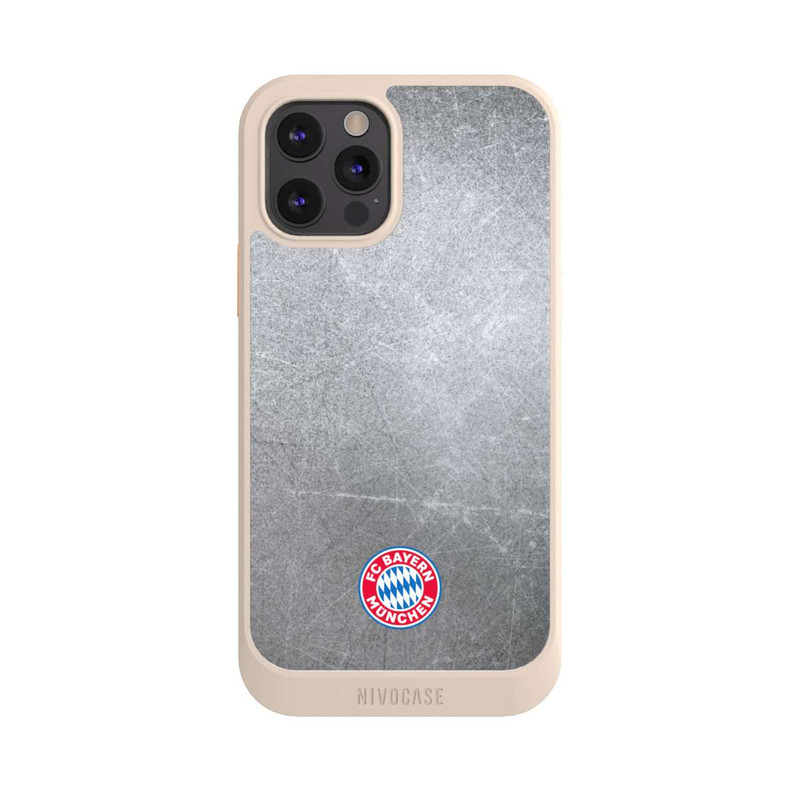 iPhone 12 Pro NIVOcore Klassisches FCB Logo Klein - Bunt auf Metalllook