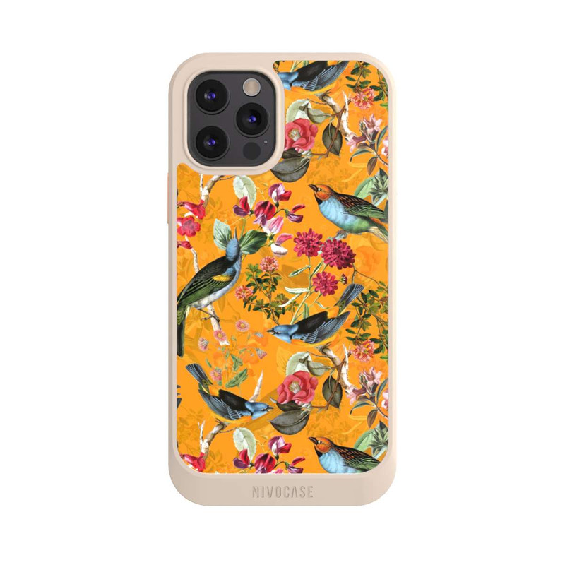 iPhone 12 Pro NIVOcore Tapete mit Vögeln und Blumen