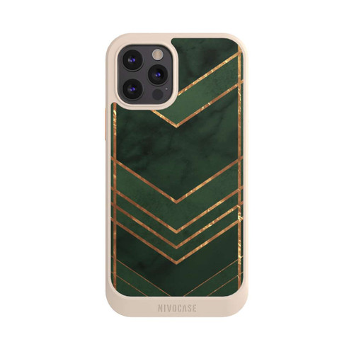 Apple iPhone 12 Pro NIVOcore Dunkelgrün gemustert Goldene Streifen
