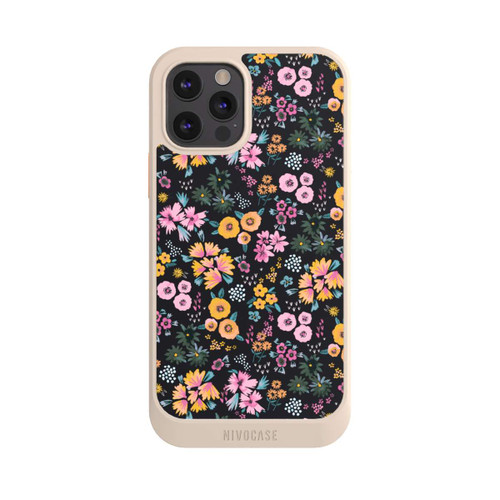 Apple iPhone 12 Pro NIVOcore Kleine bunte Blumen Schwarz 2