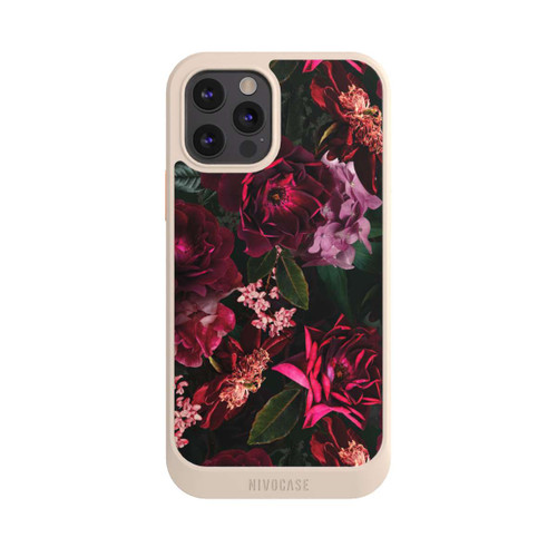 Apple iPhone 12 Pro NIVOcore Dunkelrote und rosa Blüten