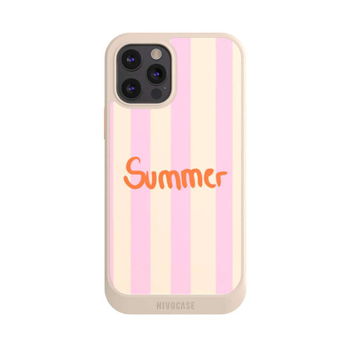 Apple iPhone 12 Pro NIVOcore Summer- Rosa und Orange Streifen Hintergrund