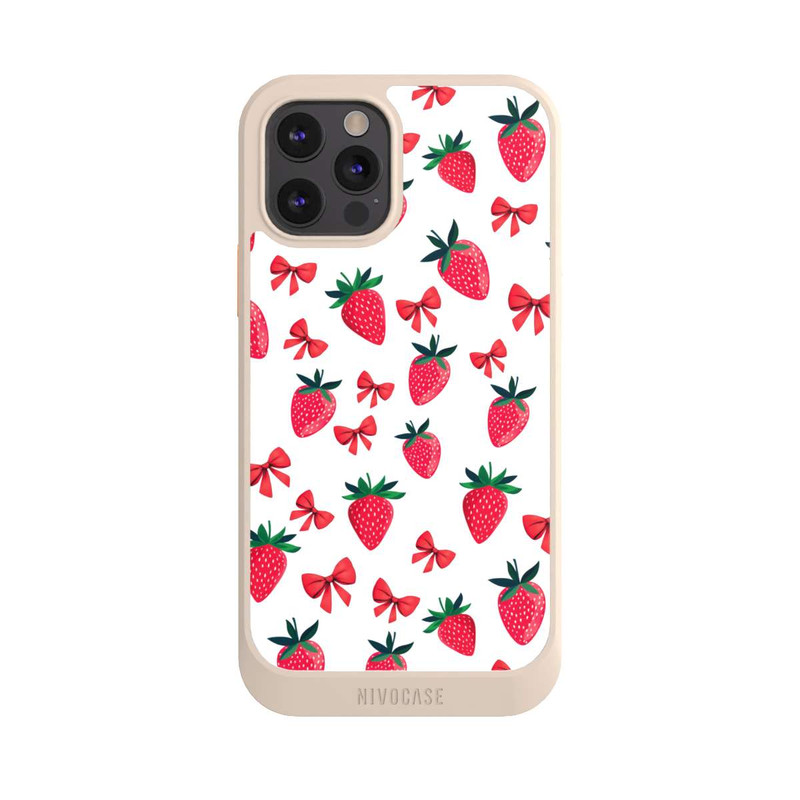 iPhone 12 Pro NIVOcore Erdbeer Herz Muster Schleifen Rot