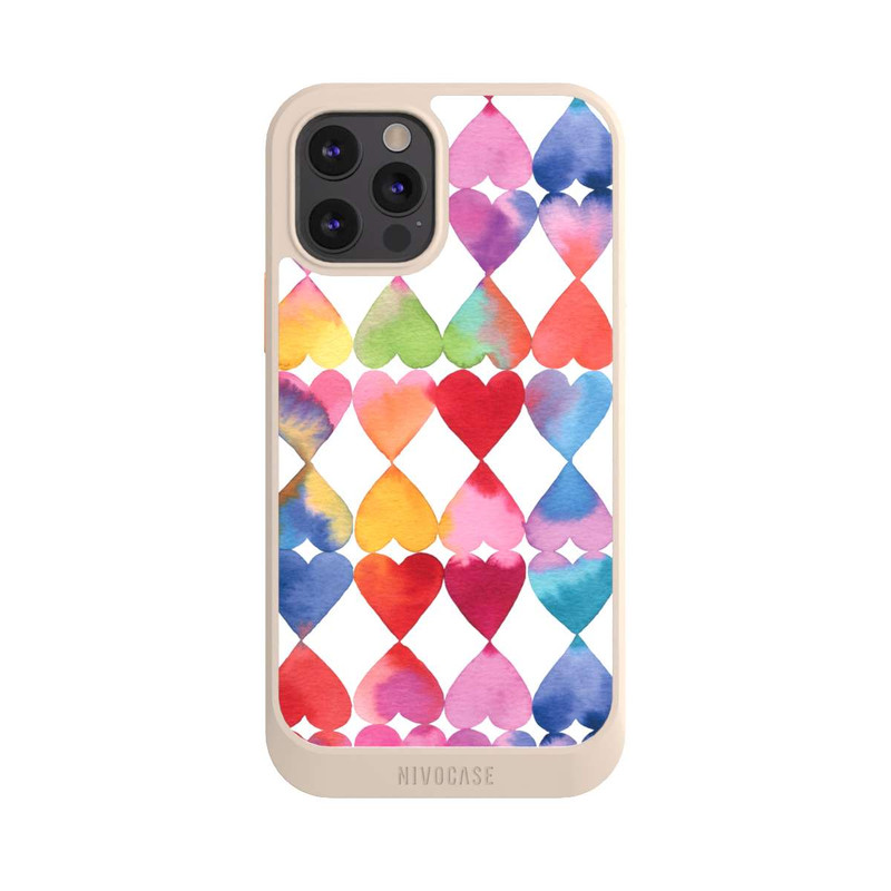iPhone 12 Pro NIVOcore Buntes Herz Watercolor Muster