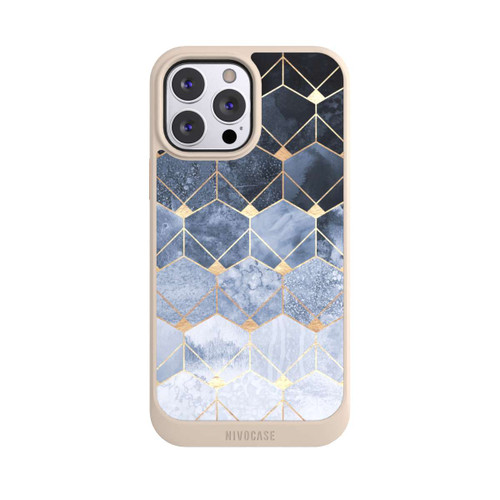 Apple iPhone 13 Pro Max NIVOcore Blaue Sechsecke und Diamanten Golddruck