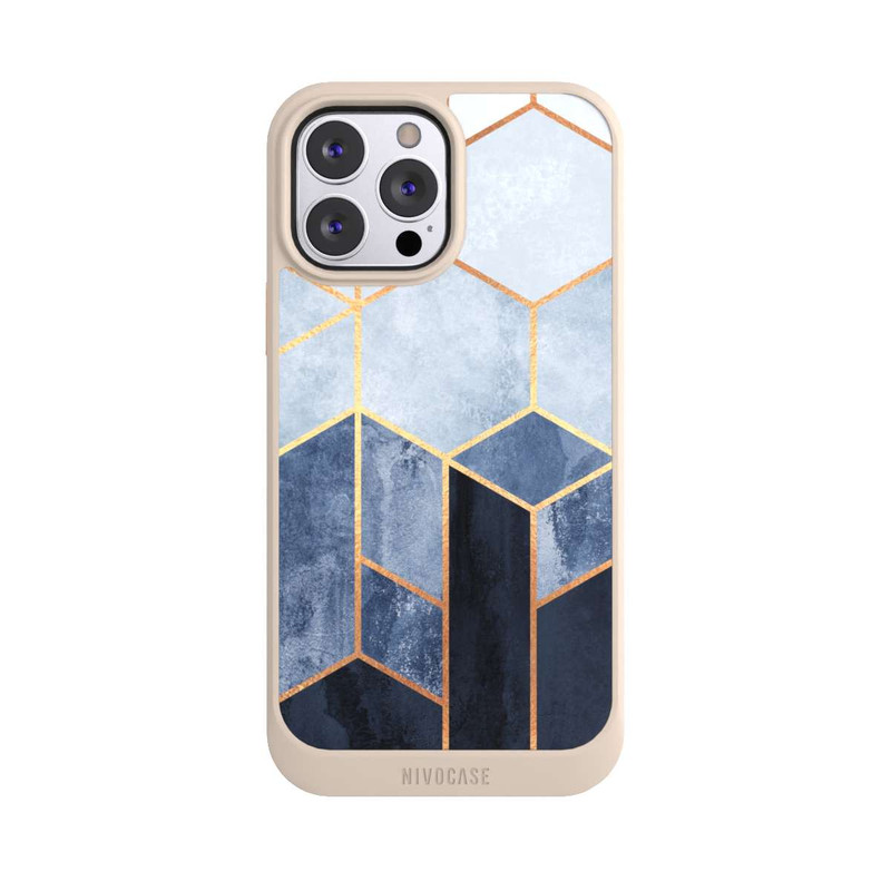 iPhone 13 Pro Max NIVOcore Blauer Farbverlauf Sechsecke Golddruck