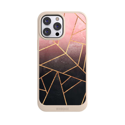 Apple iPhone 13 Pro Max NIVOcore Pinker und Schwarzer Stein Gold Druck
