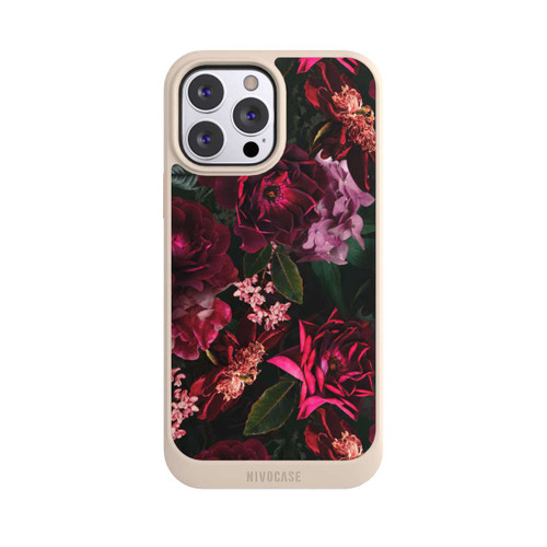 Apple iPhone 13 Pro Max NIVOcore Dunkelrote und rosa Blüten