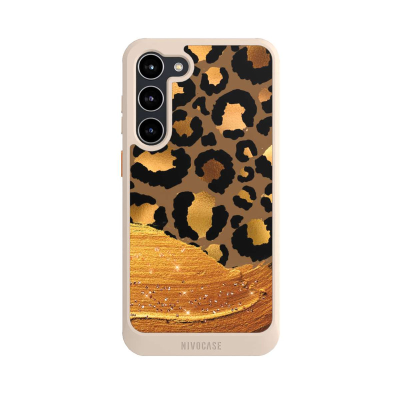 Galaxy S23 + NIVOcore Dunkelgoldener Leoparden Glitzerlook