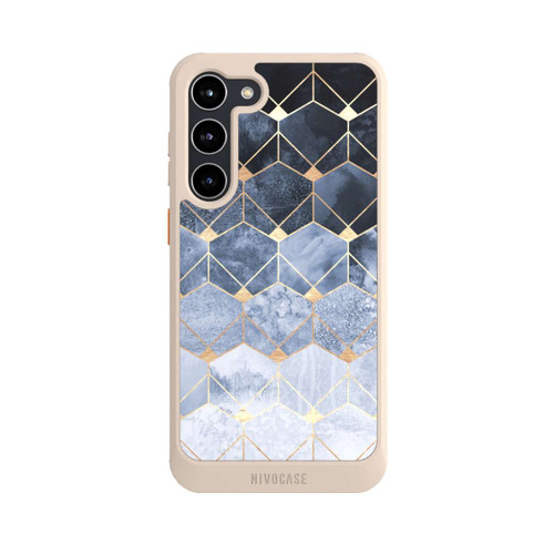 Samsung Galaxy S23+ NIVOcore Blaue Sechsecke und Diamanten Golddruck