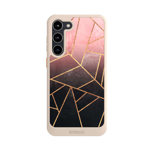 Samsung Galaxy S23+ NIVOcore Pinker und Schwarzer Stein Gold Druck