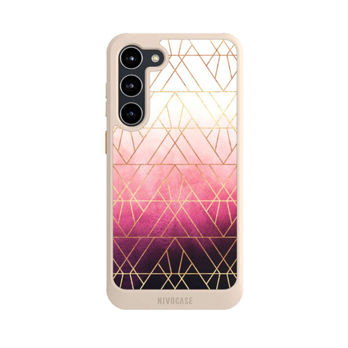 Samsung Galaxy S23+ NIVOcore Pink Ombre Dreiecke Golddruck