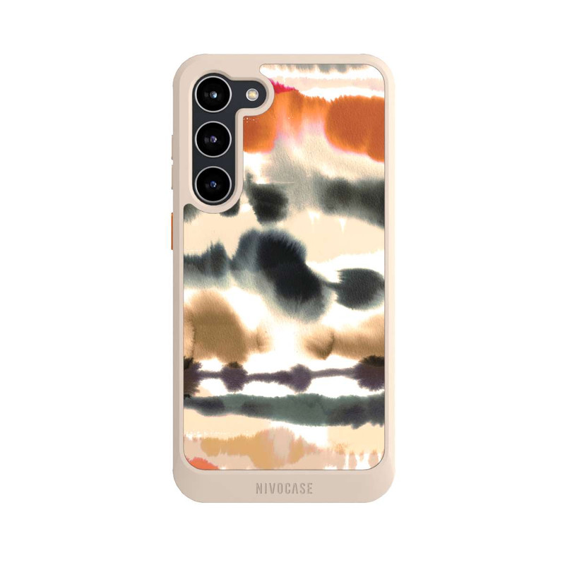 Galaxy S23 + NIVOcore Weiche nautische Aquarelllinien Orange
