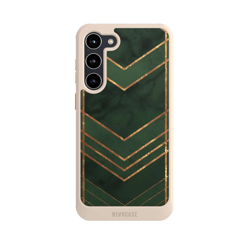 Galaxy S23 + NIVOcore Dunkelgrün gemustert Goldene Streifen
