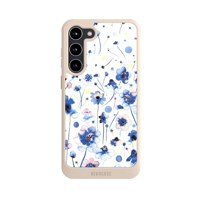 Galaxy S23 + NIVOcore Aquarelltinte blaue Blumen