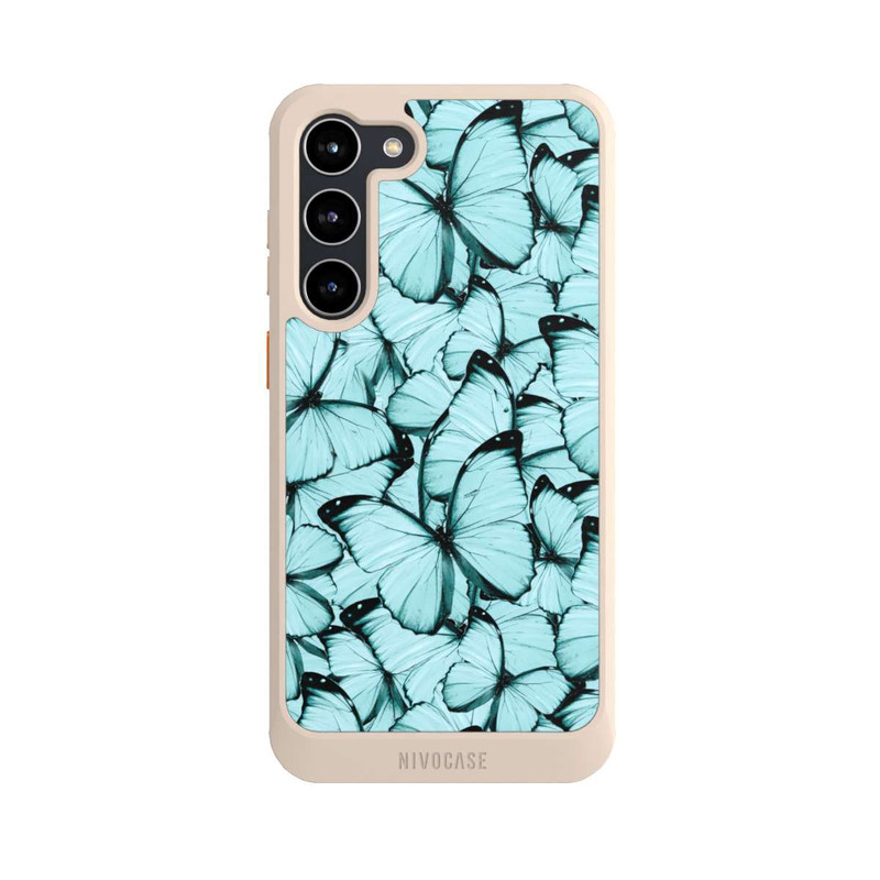 Galaxy S23 + NIVOcore Teal Schmetterlinge
