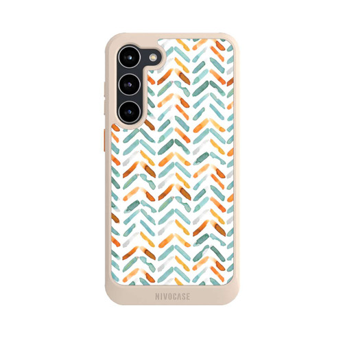 Samsung Galaxy S23+ NIVOcore Elegantes Herbstchevron Blau Orange