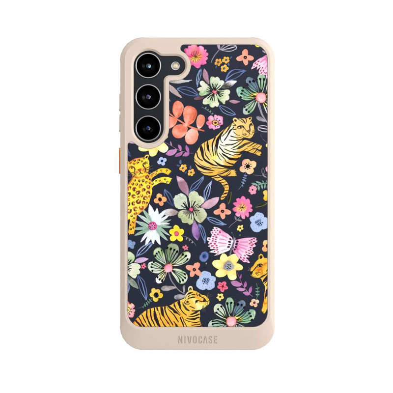 Galaxy S23 + NIVOcore Frühlingsblumen mit Tiger schwarz