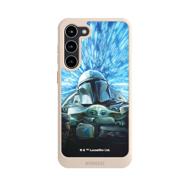 Galaxy S23 + NIVOcore Grogu und Mando fliegen blau
