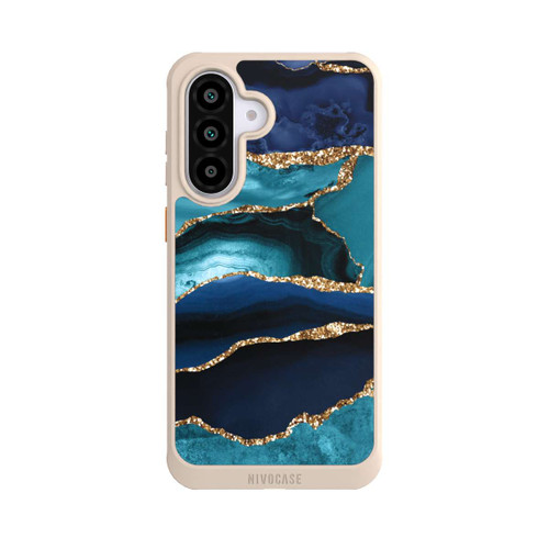 Samsung Galaxy A56 5G NIVOcore Dark and Light Blue Marble Gold Glitter Look