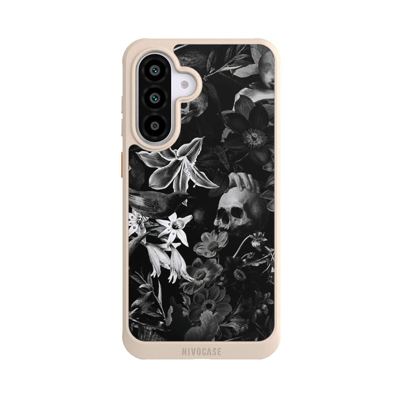 Galaxy A56 5G NIVOcore Skulls and Flowers on Black Background