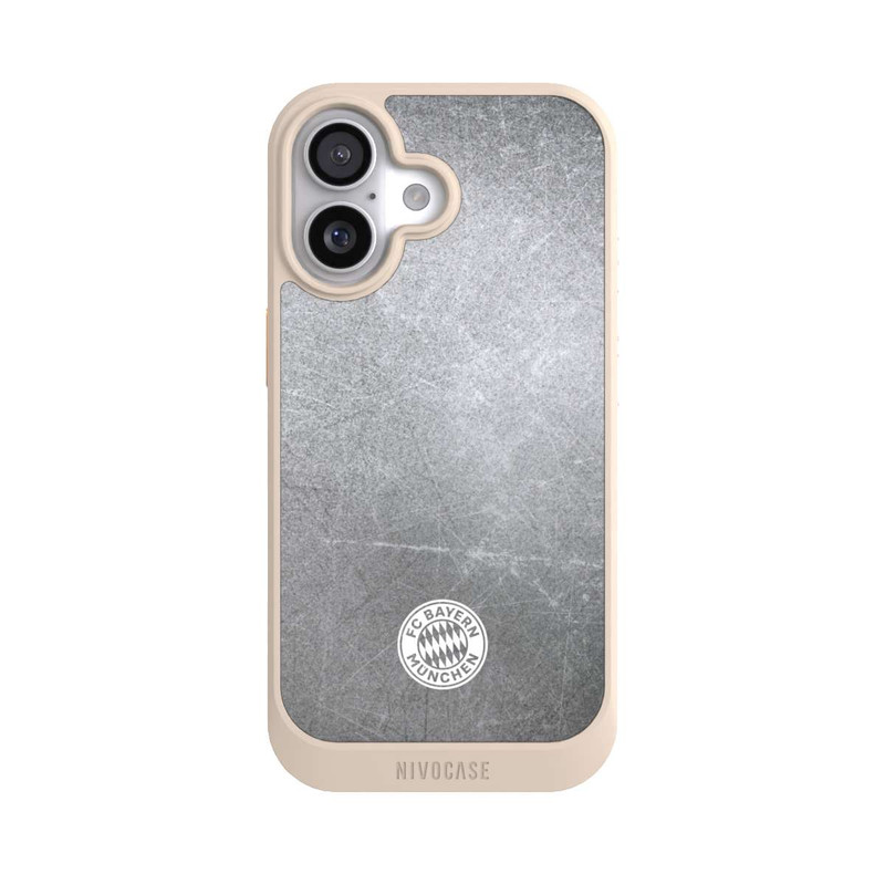 iPhone 17 NIVOcore Klassisches FCB Logo Klein - Weiß auf Metalllook