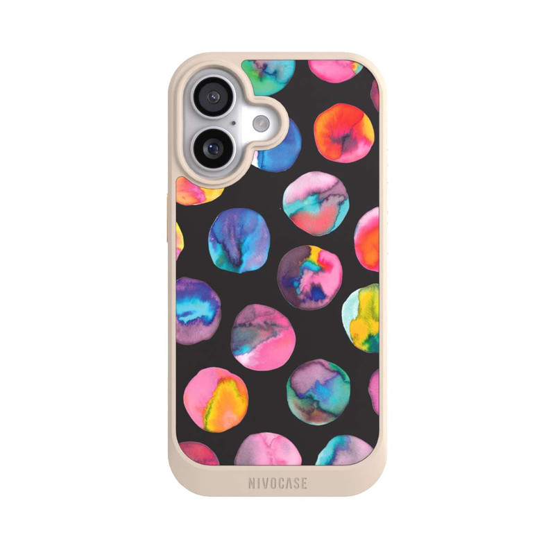 iPhone 17 NIVOcore Bunte Tintenmurmeln Punkte Schwarz