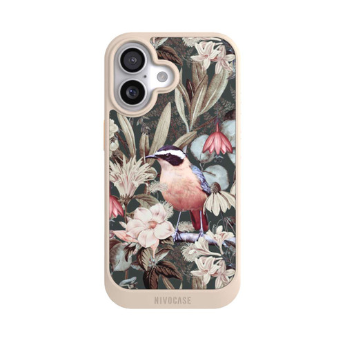  NIVOcore Orangefarbener Vogel im Vintage Blumenmuster