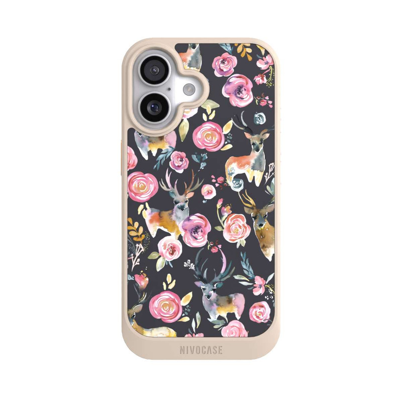 iPhone 17 NIVOcore Hirsche und Blumen Anthrazit
