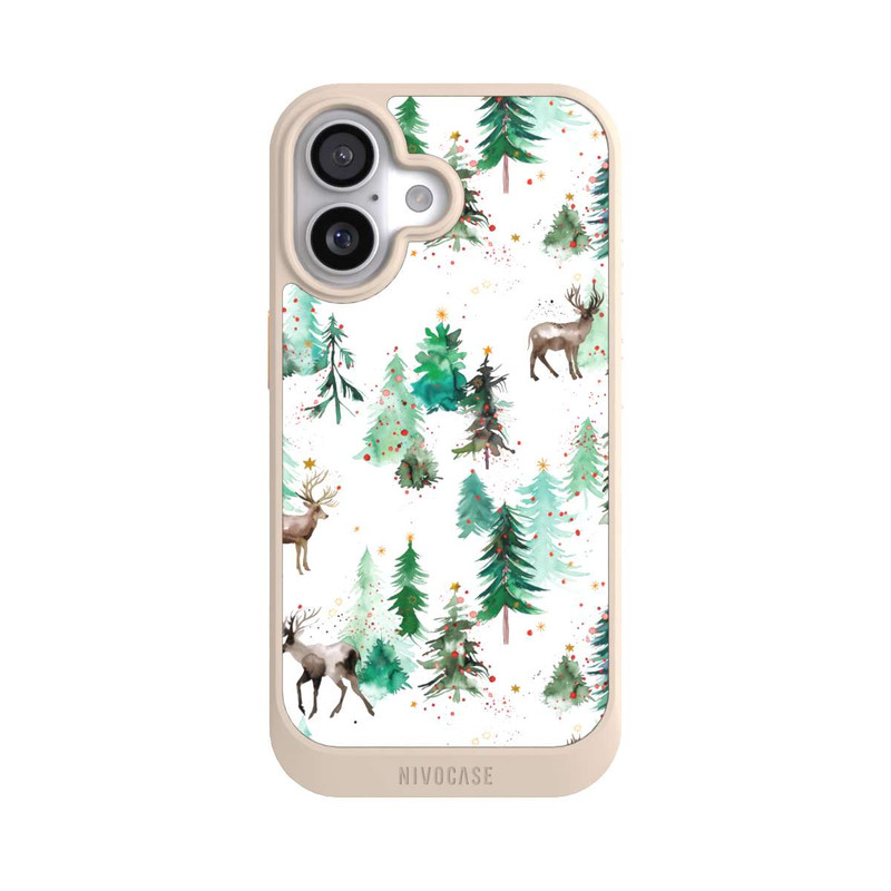iPhone 17 NIVOcore Hirsche und Winterweihnachtsbäume