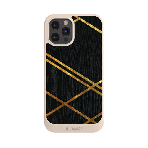 Apple iPhone 12 Pro NIVOcore Schwarzes geometrisches Muster Goldene Streifen