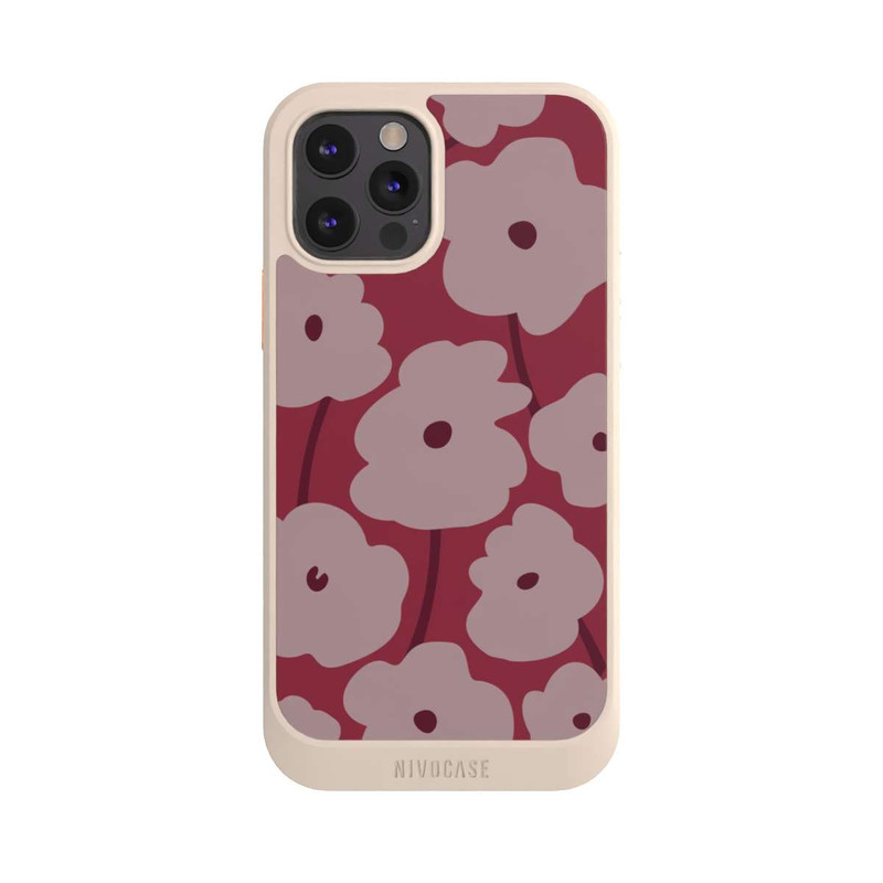 iPhone 12 Pro NIVOcore Minimalistische Blumen Bordeaux