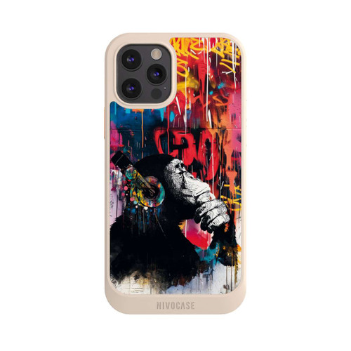 Apple iPhone 12 Pro NIVOcore Affe Stereo Kopfhörer Graffiti Street Art Blau