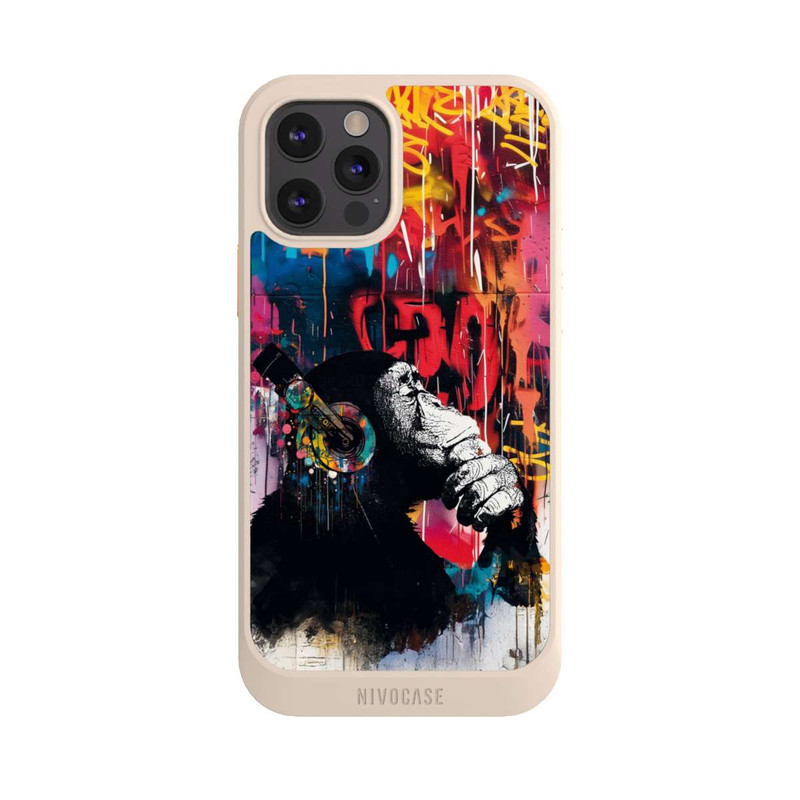 iPhone 12 Pro NIVOcore Affe Stereo Kopfhörer Graffiti Street Art Blau